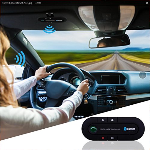 Bluetooth Visor Speakerphone Bluetooth Car Speaker Hands free Kit for Smart Phone, iPhone and iPad (Black) 3